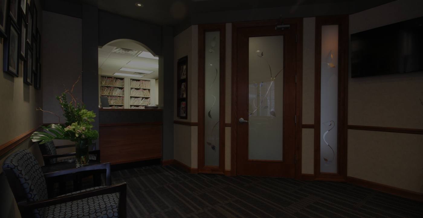 Dental office entry and reception desk